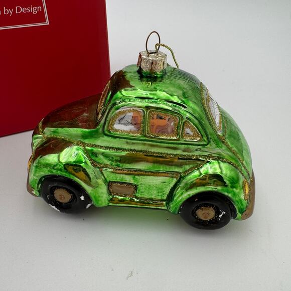 Lenox Ornament Glass Green Car 5 inch - Picture 4 of 9